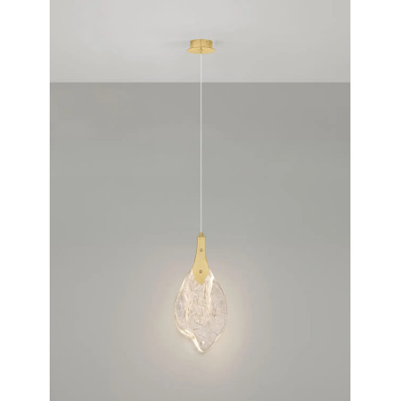 Lampa wisząca szklana Nellina LED 3000K 17,5cm złoty / szkło strukturalne