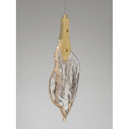 Lampa wisząca szklana Nellina LED 3000K 17,5cm złoty / szkło strukturalne