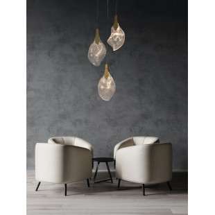 Lampa wisząca szklana 3 punktowa Nellina LED 3000K 30,5cm złoty / szkło strukturalne