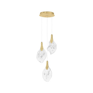 Lampa wisząca szklana 3 punktowa Nellina LED 3000K 30,5cm złoty / szkło strukturalne