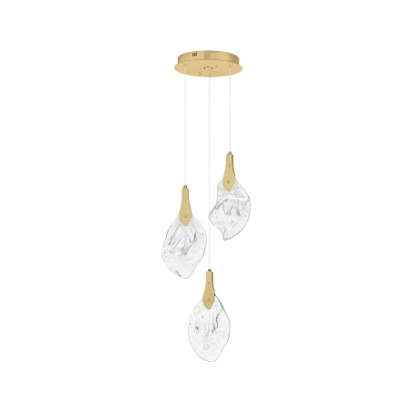 Lampa wisząca szklana 3 punktowa Nellina LED 3000K 30,5cm złoty / szkło strukturalne