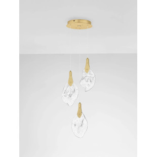 Lampa wisząca szklana 3 punktowa Nellina LED 3000K 30,5cm złoty / szkło strukturalne