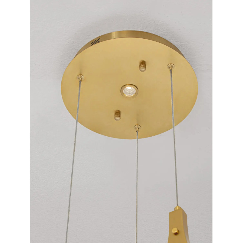 Lampa wisząca szklana 3 punktowa Nellina LED 3000K 30,5cm złoty / szkło strukturalne