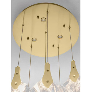 Lampa wisząca szklana 6 punktowa Nellina LED 3000K 50cm złoty / szkło strukturalne