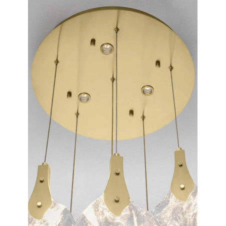 Lampa wisząca szklana 6 punktowa Nellina LED 3000K 50cm złoty / szkło strukturalne