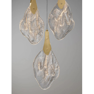 Lampa wisząca szklana 6 punktowa Nellina LED 3000K 50cm złoty / szkło strukturalne