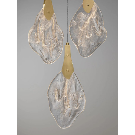 Lampa wisząca szklana 6 punktowa Nellina LED 3000K 50cm złoty / szkło strukturalne