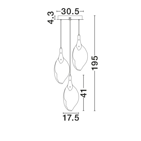 Lampa wisząca szklana 6 punktowa Nellina LED 3000K 50cm złoty / szkło strukturalne