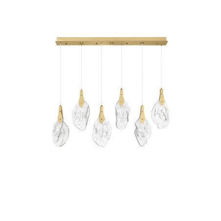 Lampa wisząca szklana 6 punktowa na listwie Nellina LED 3000K 110cm złoty / szkło strukturalne