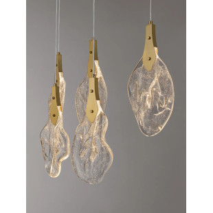 Lampa wisząca szklana 6 punktowa na listwie Nellina LED 3000K 110cm złoty / szkło strukturalne