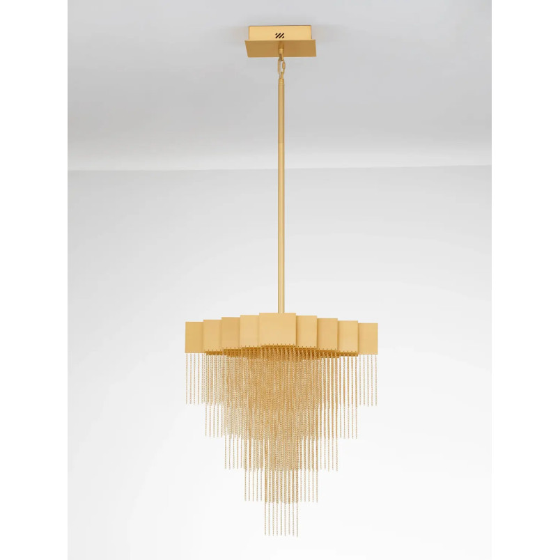 Żyrandol metalowy designerski Vaira LED 3000K 49cm złoty mosiądz