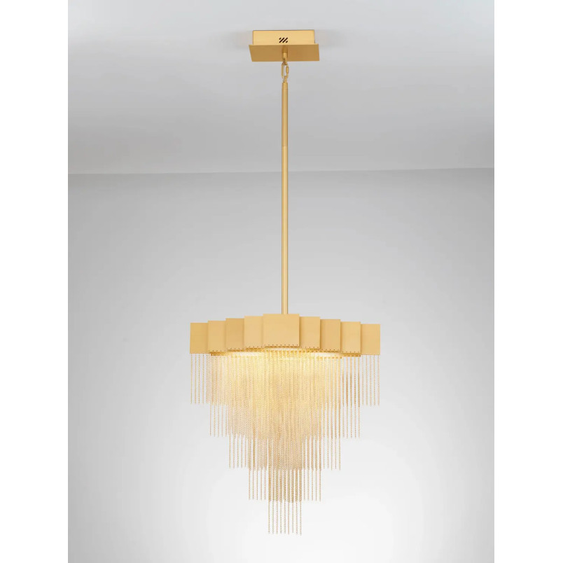 Żyrandol metalowy designerski Vaira LED 3000K 49cm złoty mosiądz