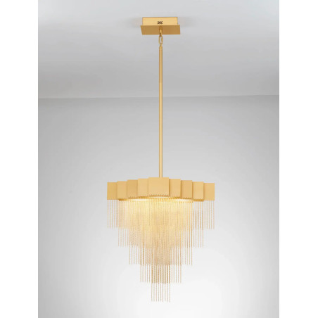 Żyrandol metalowy designerski Vaira LED 3000K 49cm złoty mosiądz
