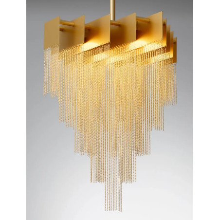 Żyrandol metalowy designerski Vaira LED 3000K 49cm złoty mosiądz