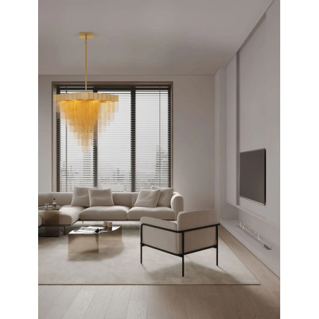 Żyrandol metalowy designerski Vaira LED 3000K 79cm złoty mosiądz