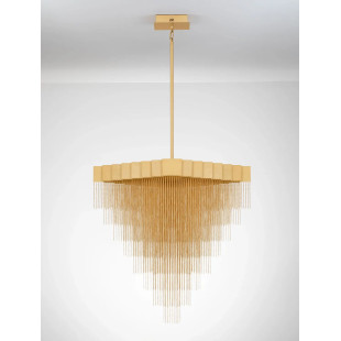Żyrandol metalowy designerski Vaira LED 3000K 79cm złoty mosiądz