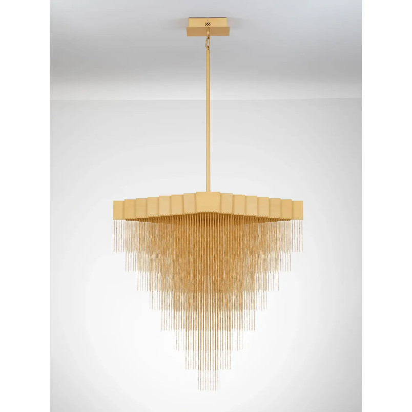 Żyrandol metalowy designerski Vaira LED 3000K 79cm złoty mosiądz