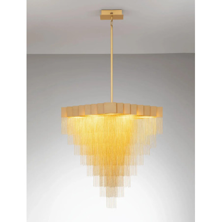 Żyrandol metalowy designerski Vaira LED 3000K 79cm złoty mosiądz