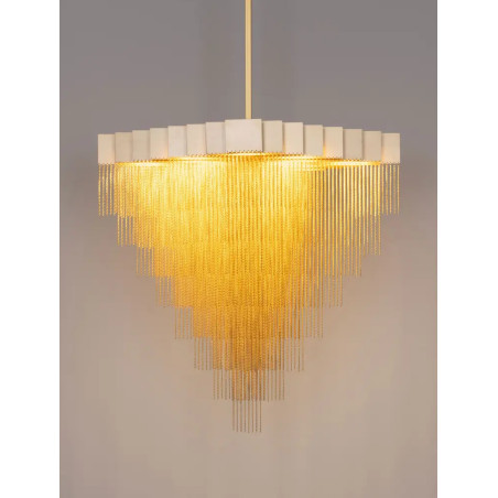 Żyrandol metalowy designerski Vaira LED 3000K 79cm złoty mosiądz