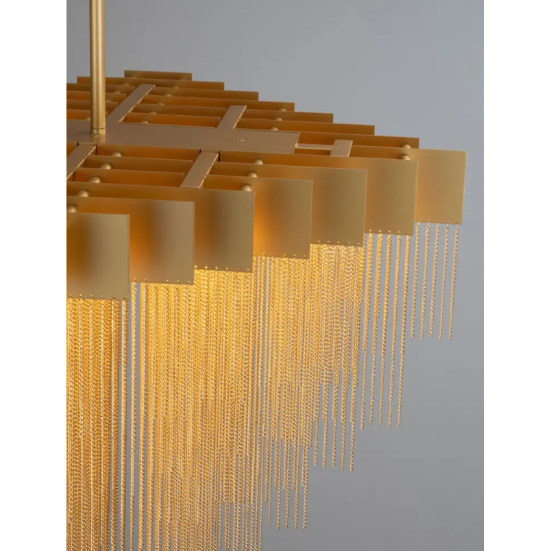 Żyrandol metalowy designerski Vaira LED 3000K 79cm złoty mosiądz