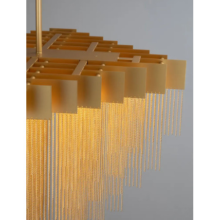 Żyrandol metalowy designerski Vaira LED 3000K 79cm złoty mosiądz