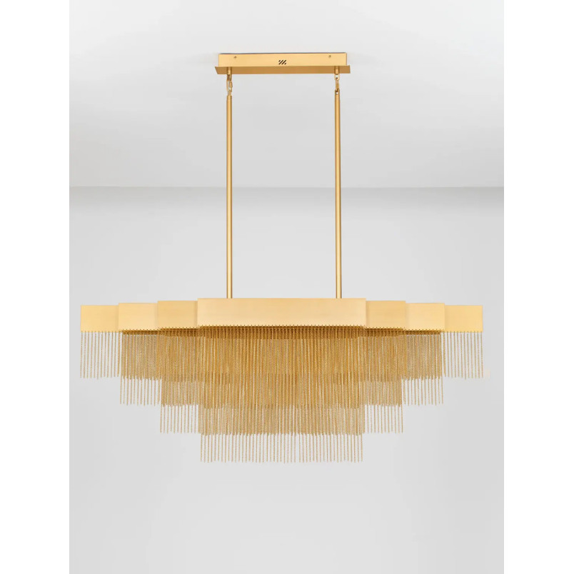 Żyrandol metalowy designerski Vaira LED 3000K 120cm złoty mosiądz