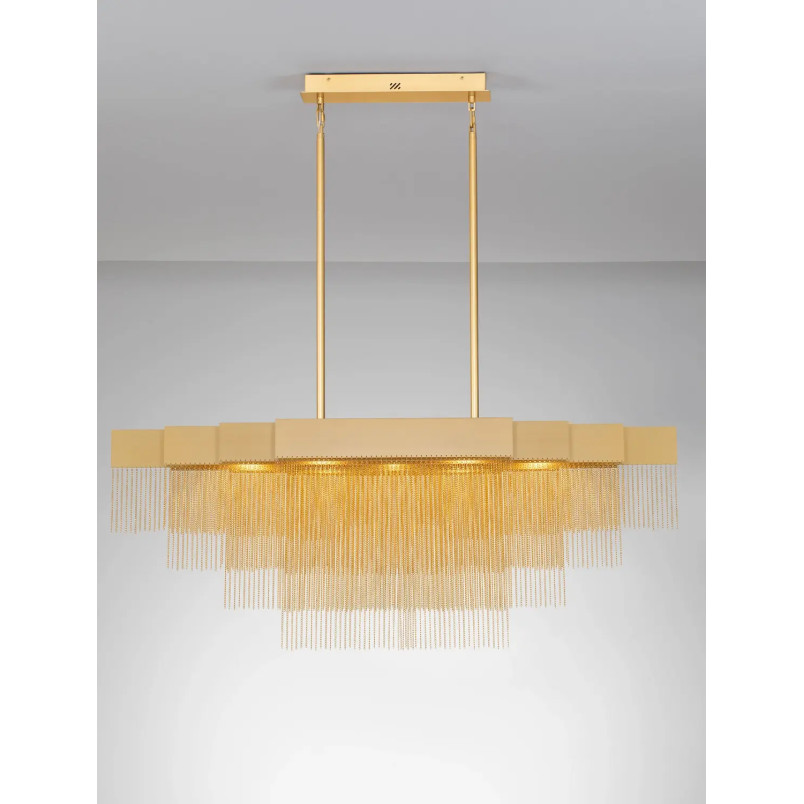 Żyrandol metalowy designerski Vaira LED 3000K 120cm złoty mosiądz