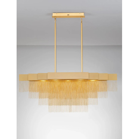 Żyrandol metalowy designerski Vaira LED 3000K 120cm złoty mosiądz