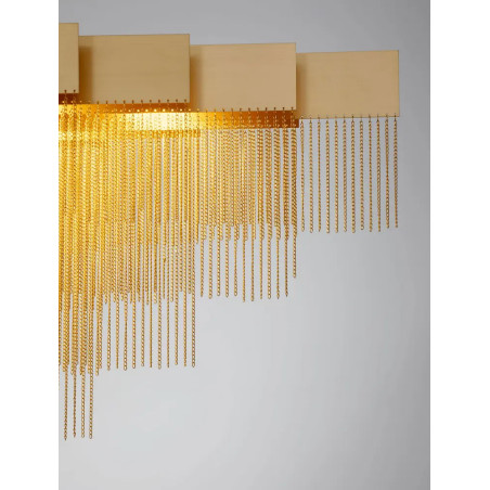 Żyrandol metalowy designerski Vaira LED 3000K 120cm złoty mosiądz