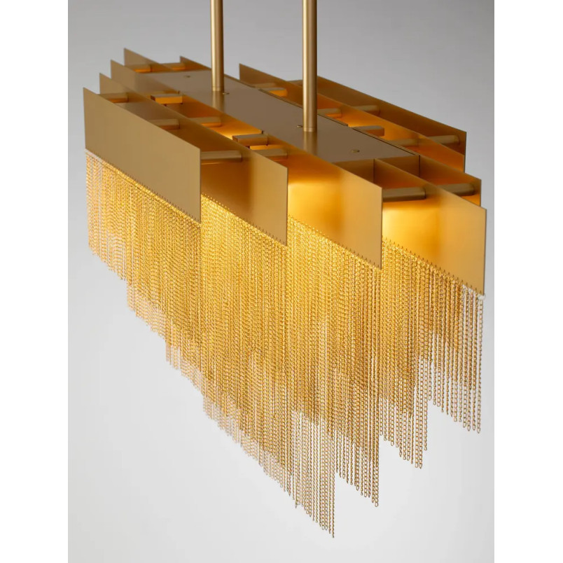 Żyrandol metalowy designerski Vaira LED 3000K 120cm złoty mosiądz