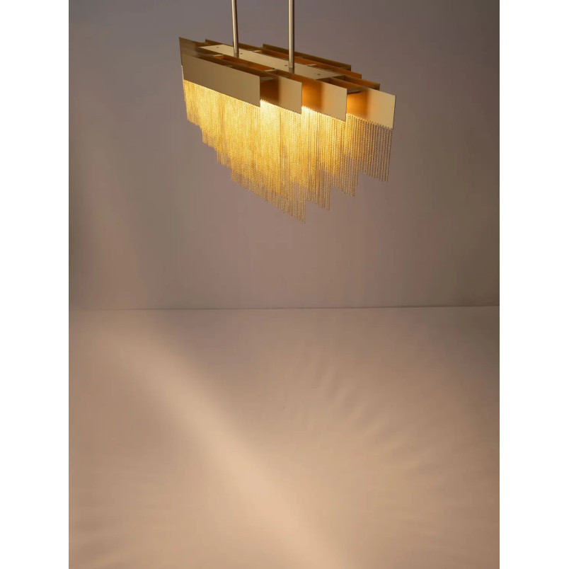 Żyrandol metalowy designerski Vaira LED 3000K 120cm złoty mosiądz