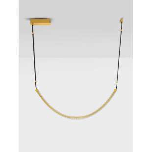 Lampa wisząca kryształowa Zaura LED 3000K 120cm złoty / czarny pasek skórzany