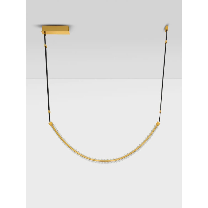 Lampa wisząca kryształowa Zaura LED 3000K 120cm złoty / czarny pasek skórzany
