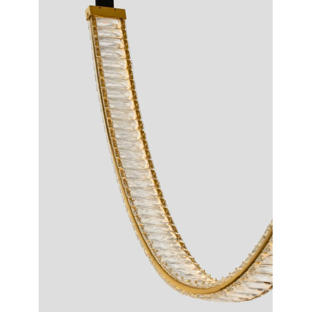 Lampa wisząca kryształowa Zaura Long LED 3000K 120cm złoty / czarny pasek skórzany