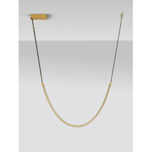 Lampa wisząca kryształowa Zaura Long LED 3000K 120cm złoty / czarny pasek skórzany