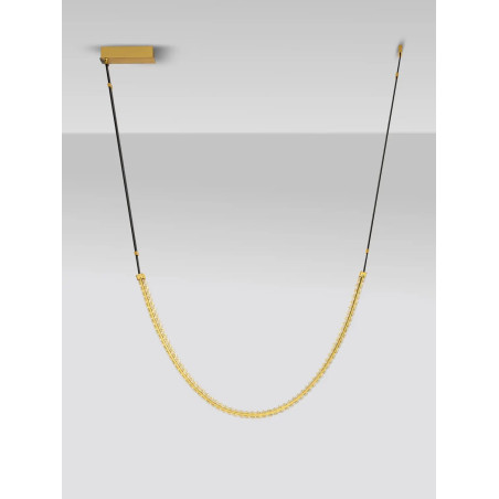 Lampa wisząca kryształowa Zaura Long LED 3000K 120cm złoty / czarny pasek skórzany