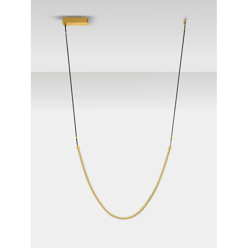 Lampa wisząca kryształowa 3 punktowa Zaura LED 3000K 120cm złoty / czarny pasek skórzany