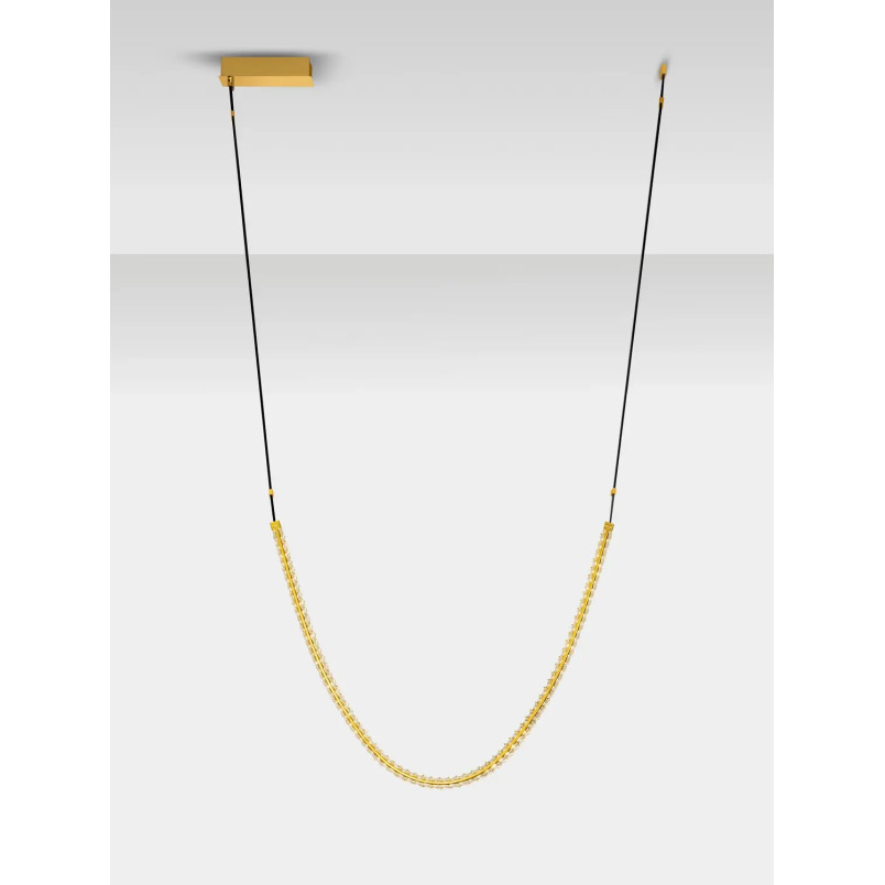 Lampa wisząca kryształowa 3 punktowa Zaura LED 3000K 120cm złoty / czarny pasek skórzany