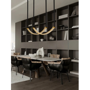 Lampa wisząca kryształowa 2 punktowa Zaura LED 3000K 117cm złoty / czarny pasek skórzany