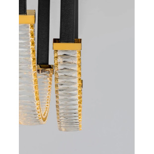 Lampa wisząca kryształowa 2 punktowa Zaura LED 3000K 117cm złoty / czarny pasek skórzany