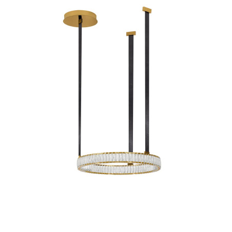 Lampa wisząca kryształowa okrągła Zaura LED 3000K 63cm złoty / czarny pasek skórzany