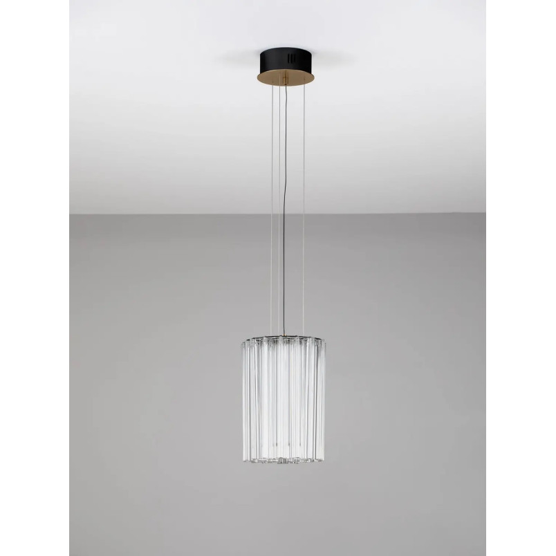 Lampa wisząca szklana hampton Sool LED 3000K 22cm antyczny mosiądz / przeźroczysty