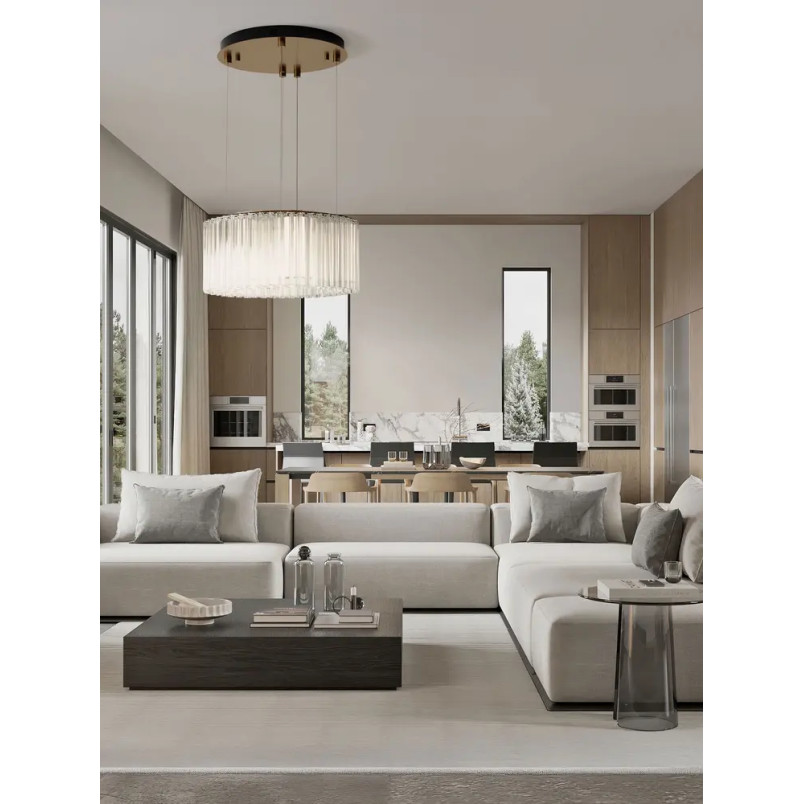 Lampa wisząca szklana hampton Sool LED 3000K 68cm antyczny mosiądz / przeźroczysty