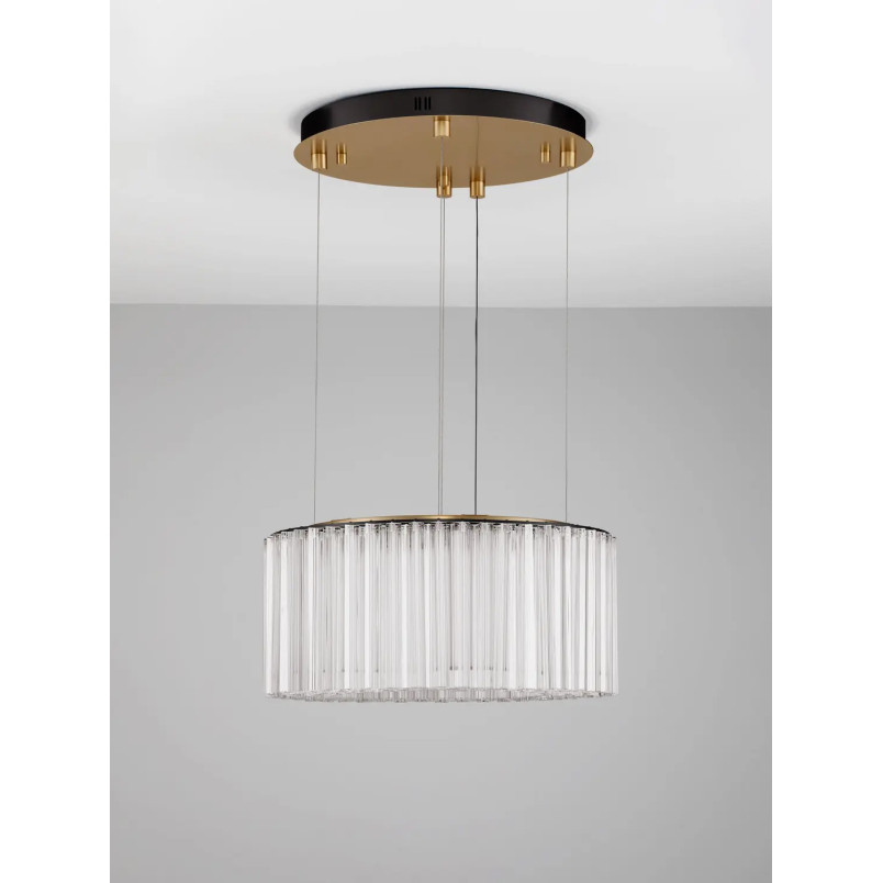Lampa wisząca szklana hampton Sool LED 3000K 68cm antyczny mosiądz / przeźroczysty