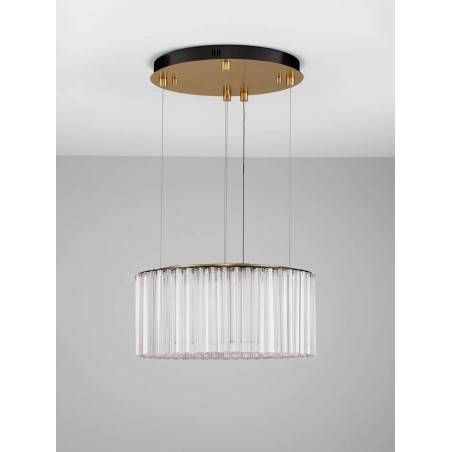 Lampa wisząca szklana hampton Sool LED 3000K 68cm antyczny mosiądz / przeźroczysty