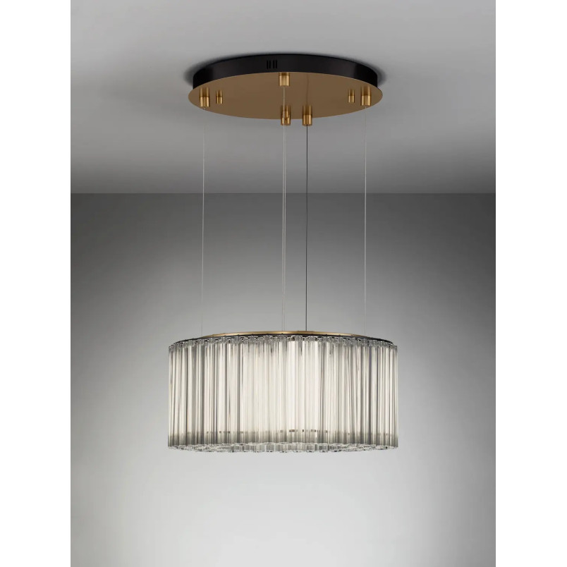 Lampa wisząca szklana hampton Sool LED 3000K 68cm antyczny mosiądz / przeźroczysty