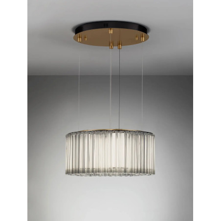 Lampa wisząca szklana hampton Sool LED 3000K 68cm antyczny mosiądz / przeźroczysty