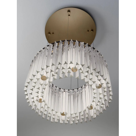 Lampa wisząca szklana hampton Sool LED 3000K 68cm antyczny mosiądz / przeźroczysty