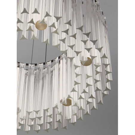 Lampa wisząca szklana hampton Sool LED 3000K 68cm antyczny mosiądz / przeźroczysty