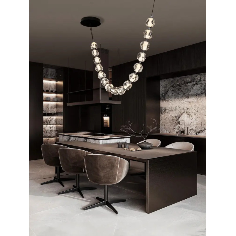 Lampa wisząca nowoczesna ściemniana Sophix LED 3000K 210cm przeźroczysty / czarny / chrom